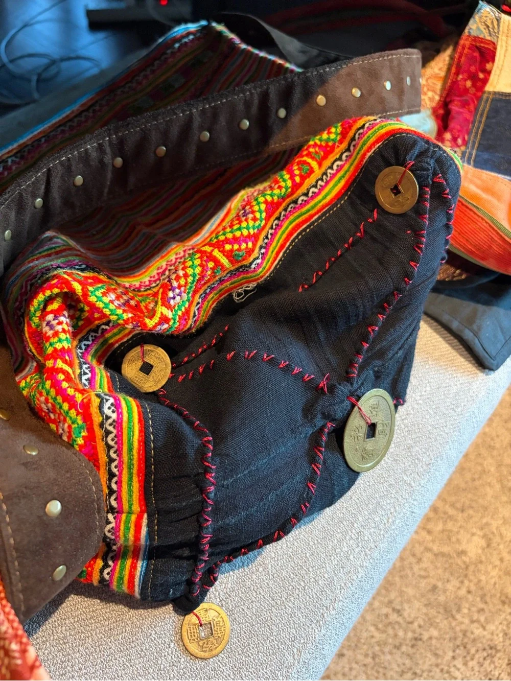 Made in Thailand. Handcrafted Multicolor embroidered Ethnic Crossbody Bag